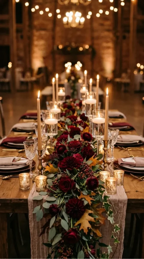 fall wedding candle centerpiece ideas