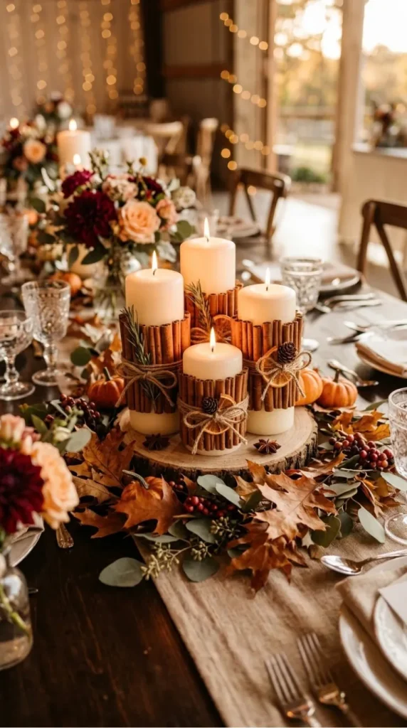 fall wedding candle centerpiece ideas