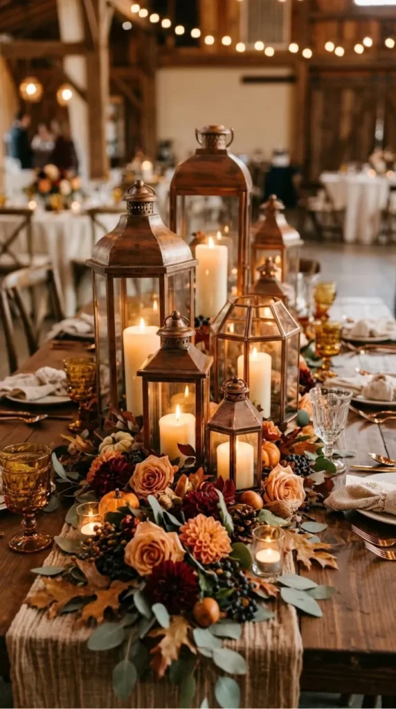 fall wedding candle centerpiece ideas