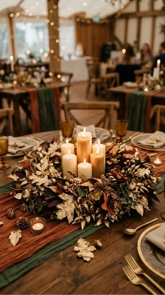 fall wedding candle centerpiece ideas