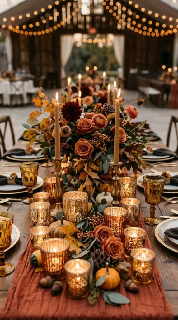 fall wedding candle centerpiece ideas