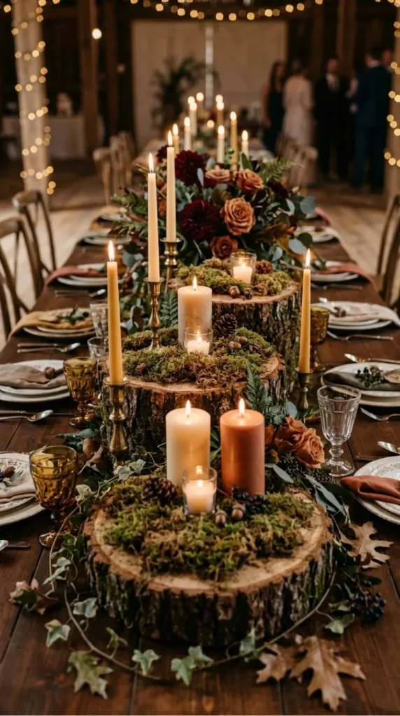 fall wedding candle centerpiece ideas
