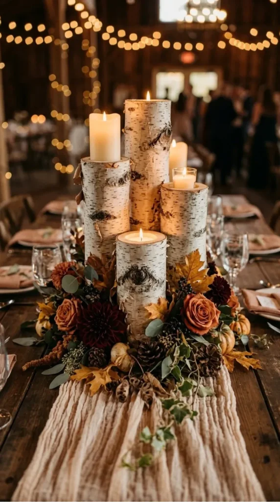 fall wedding candle centerpiece ideas