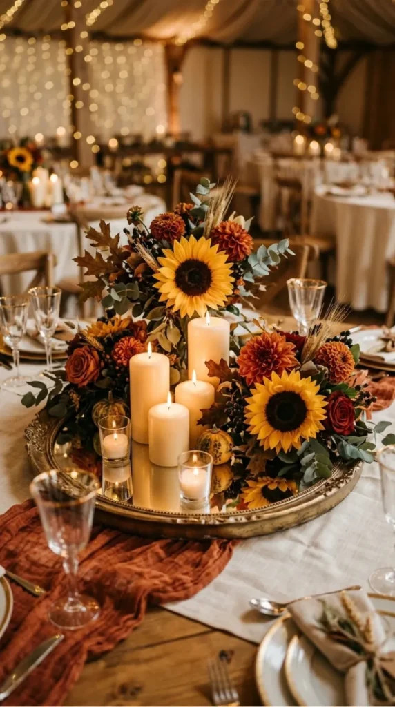 fall wedding candle centerpiece ideas
