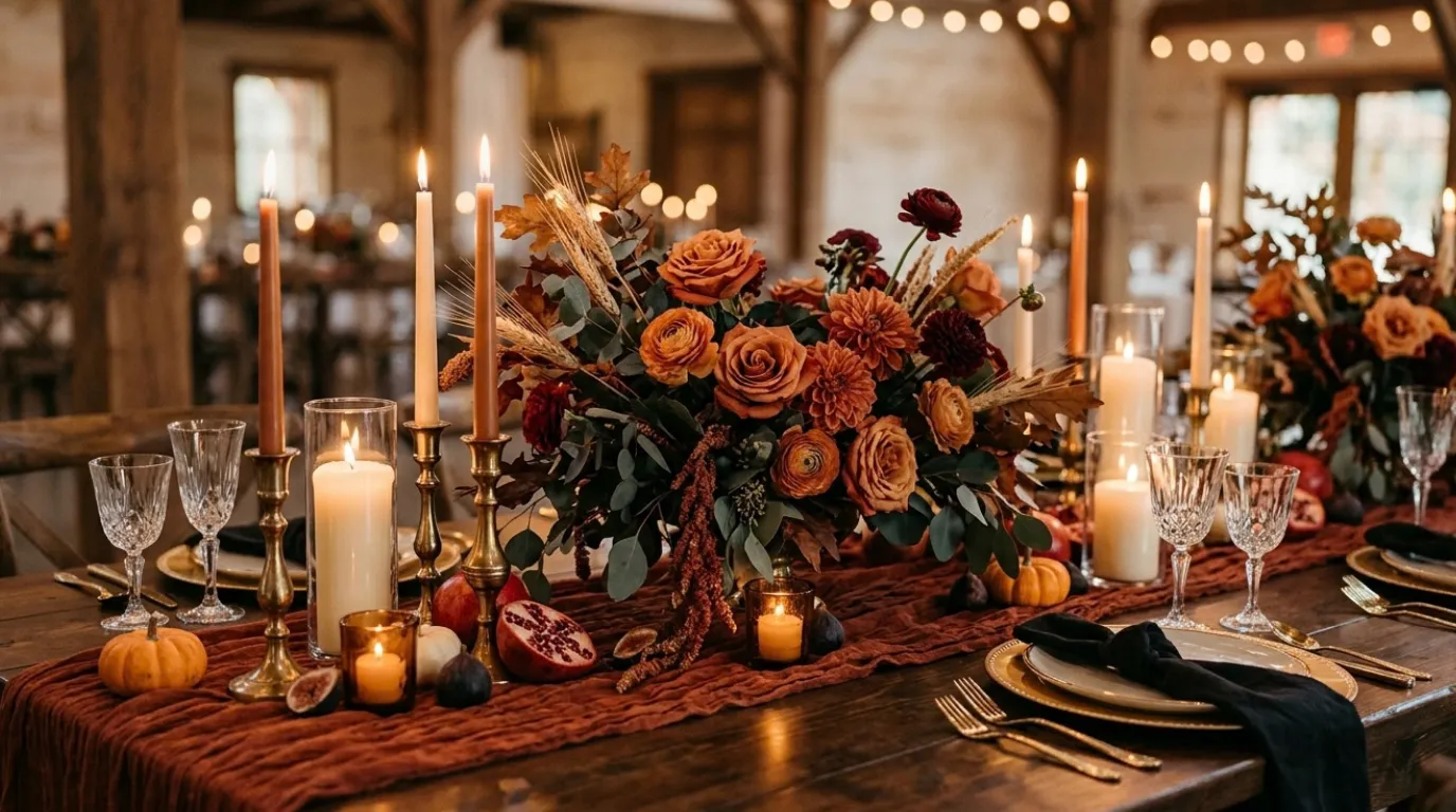 fall wedding candle centerpiece ideas