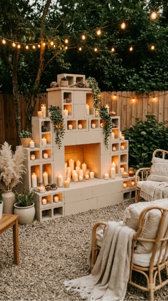 Outdoor candle fireplace ideas