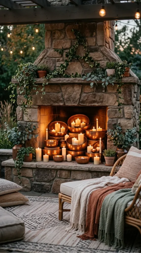 Outdoor candle fireplace ideas