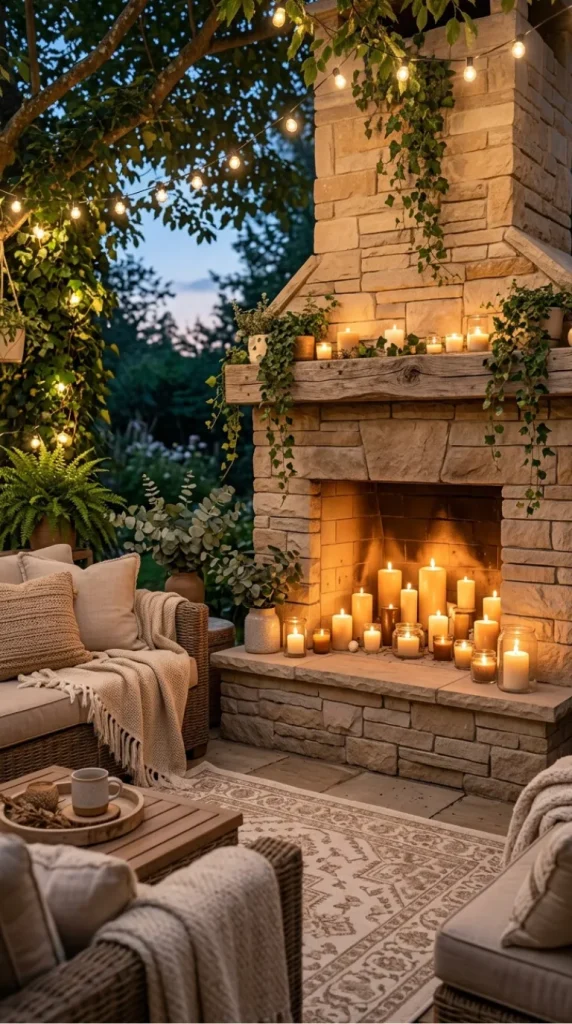 Outdoor candle fireplace ideas