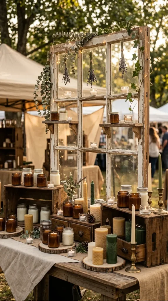 outdoor candle market display