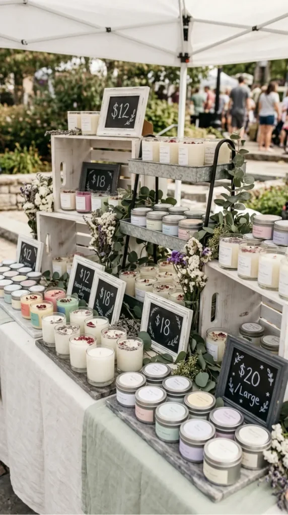 outdoor candle market display