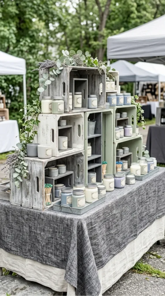 outdoor candle market display