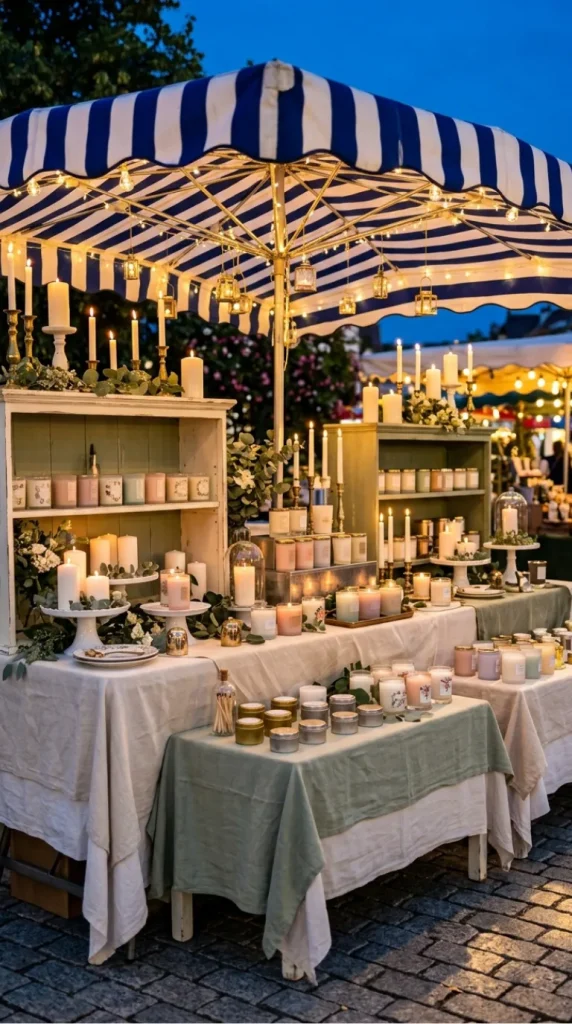 outdoor candle market display