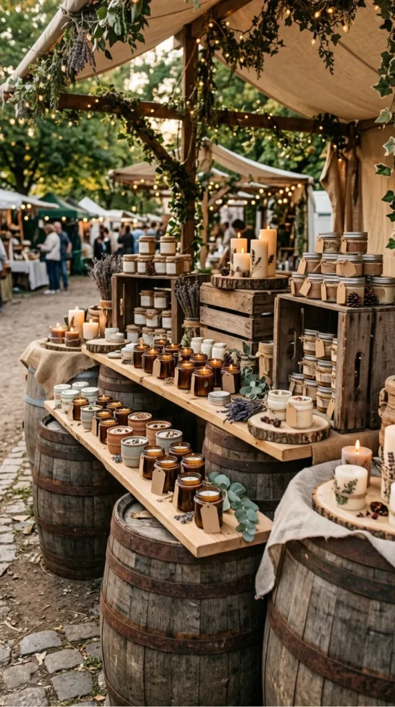outdoor candle market display
