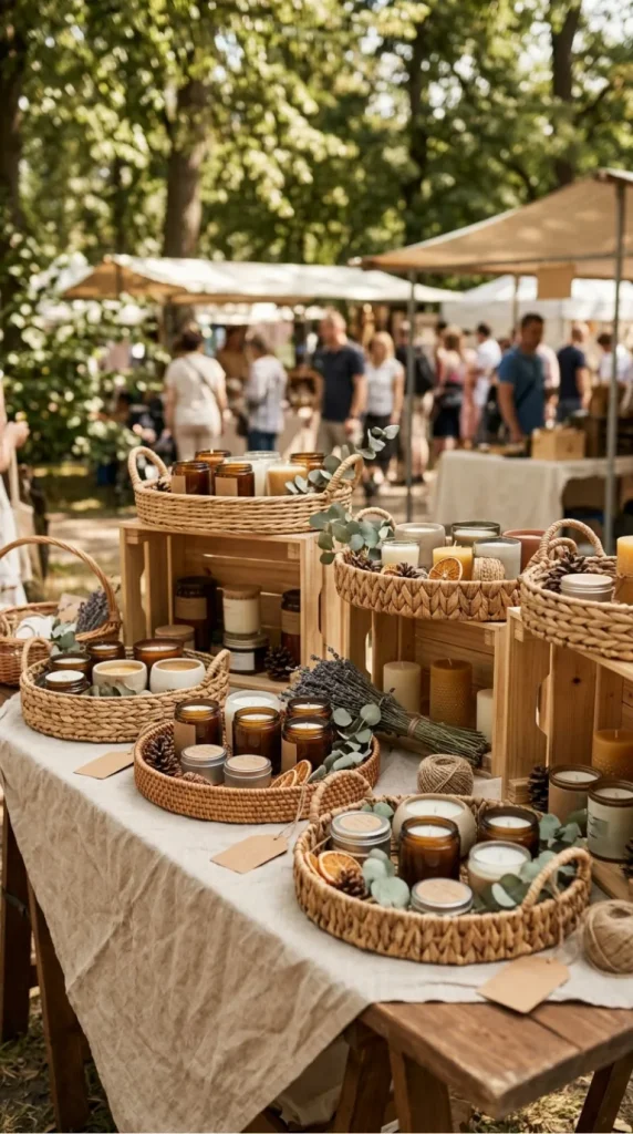 outdoor candle market display