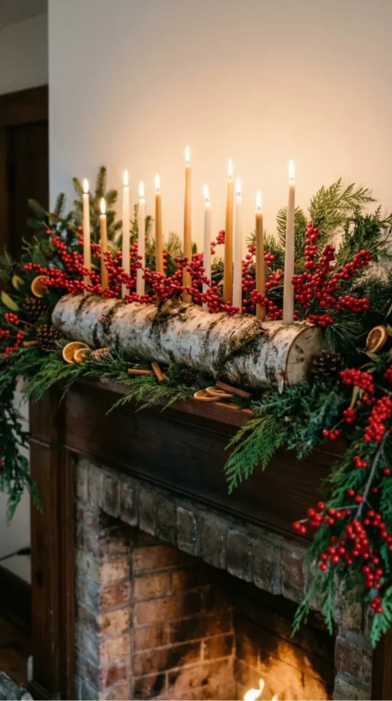 yule log candle display ideas