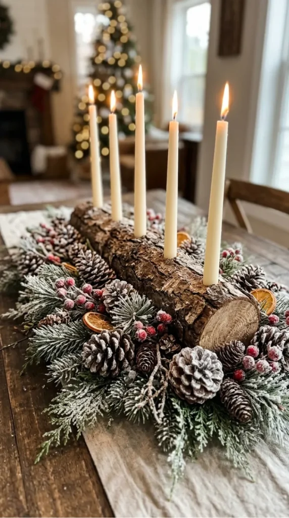 yule log candle display ideas