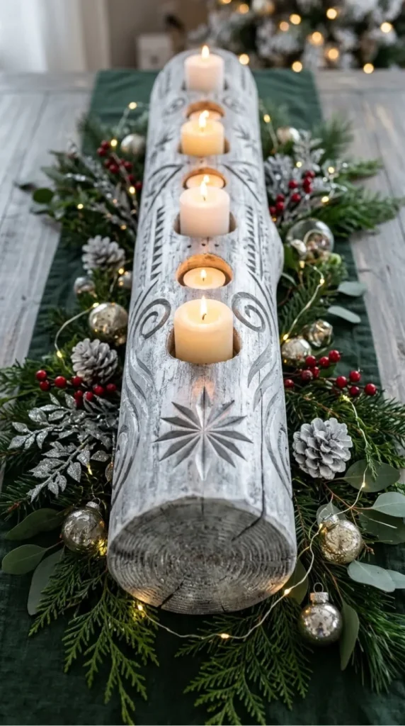 yule log candle display ideas
