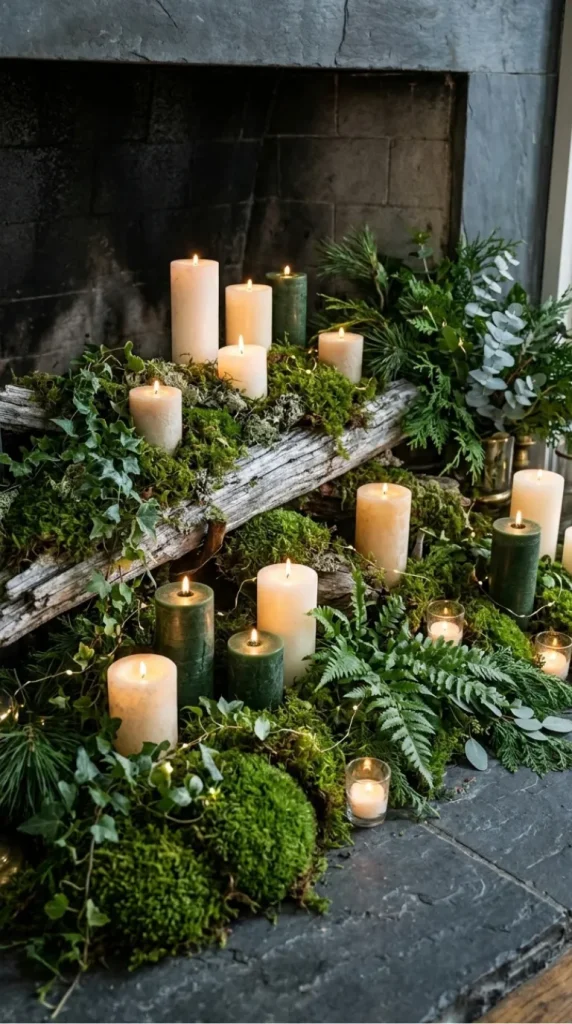 yule log candle display ideas