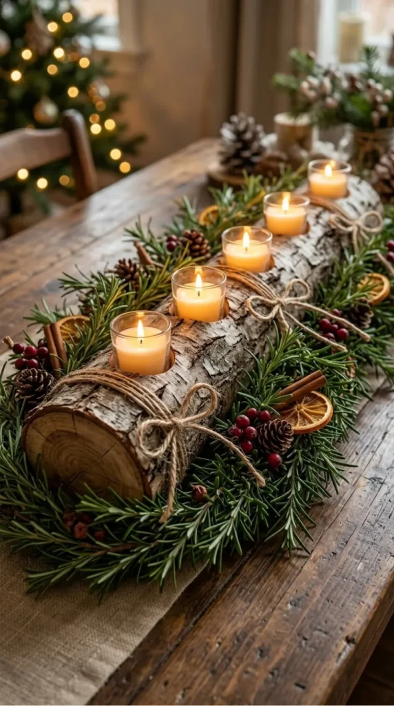yule log candle display ideas