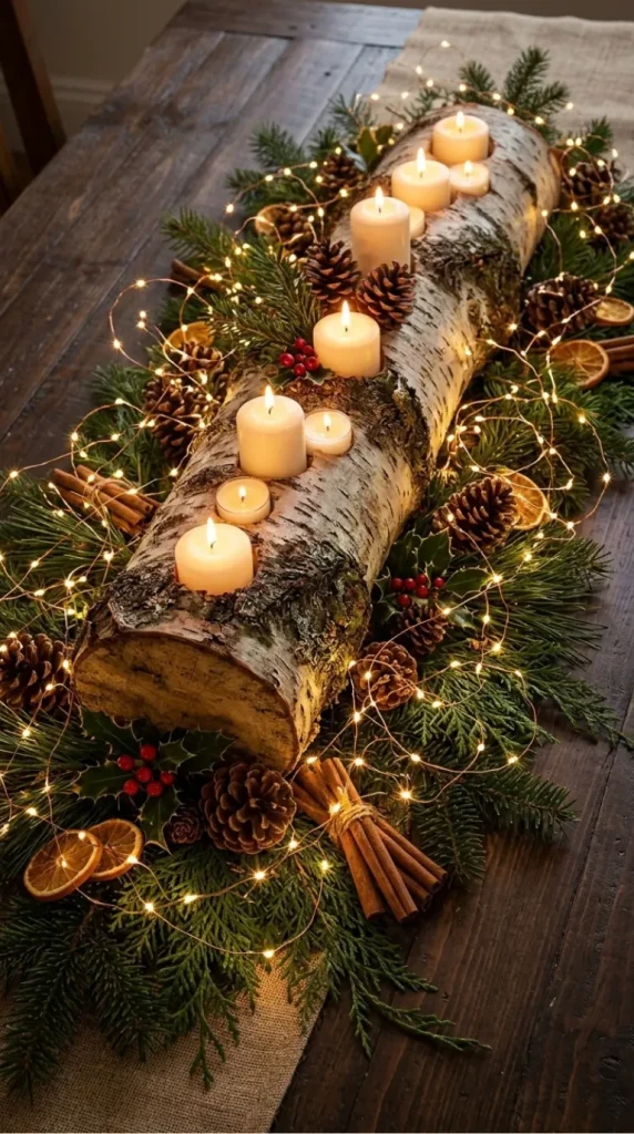 yule log candle display ideas