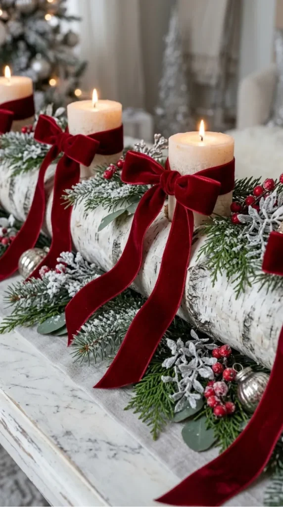 yule log candle display ideas