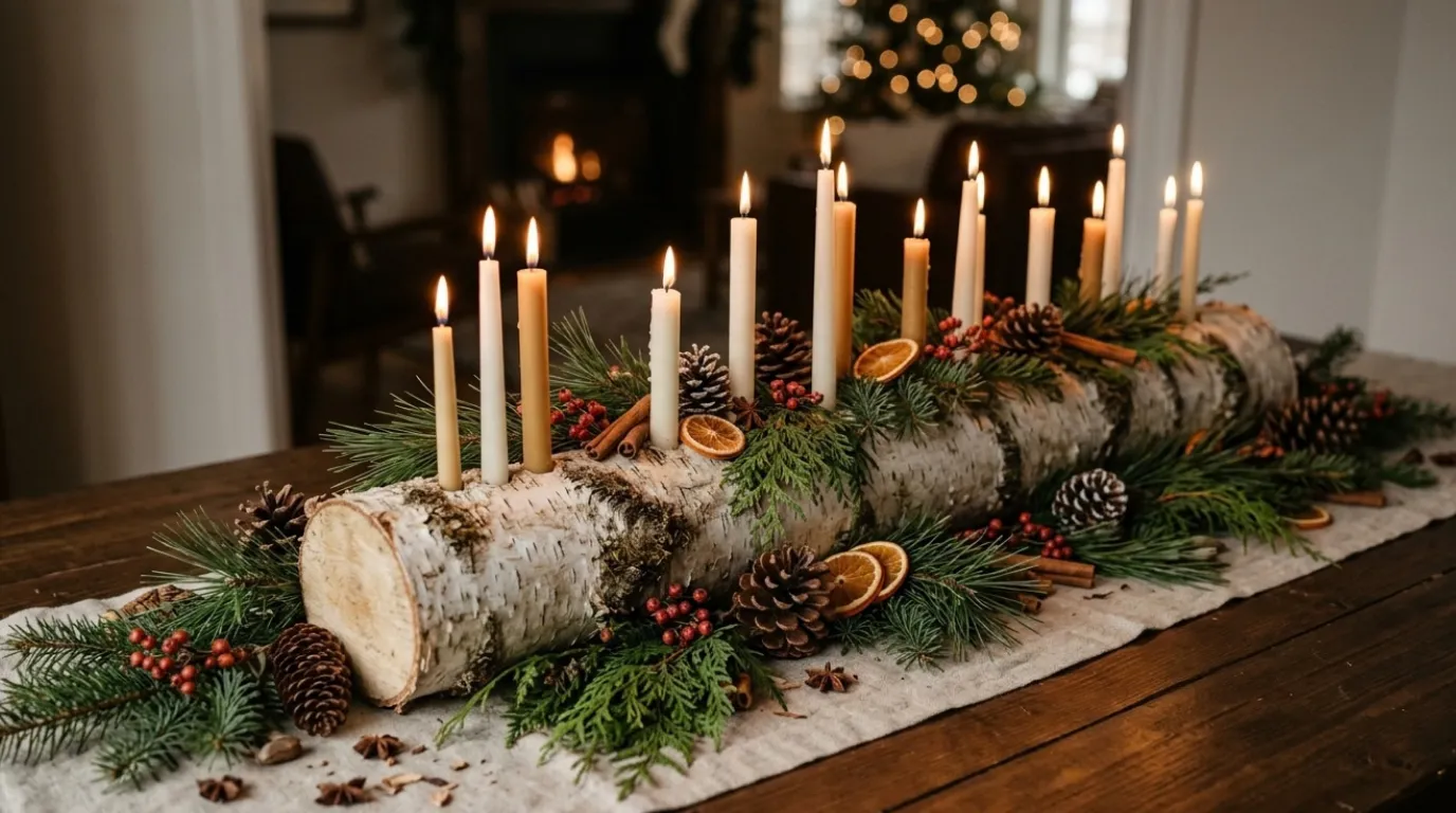 yule log candle display ideas